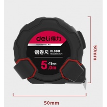 得力(deli) 高精度包胶自锁钢卷尺 盒尺伸缩尺米尺公制5m×19mm 1级精度5米 DL3801