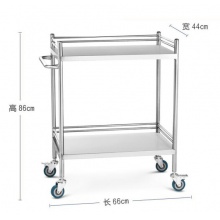 医用治疗车 多功能美容医疗小推车医院仪器车器械台手术护理医疗车换药车置物架 二层无抽中号【66x44x86cm】 