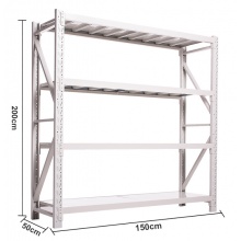 货架仓储仓库货架库房货物架置物收纳架储物架子200kg/层 白色150*50*200四层可调节货架 