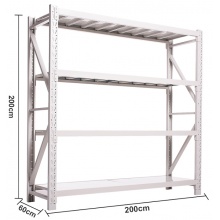 货架仓储仓库货架库房货物架置物收纳架储物架子200kg/层 白色150*60*200四层可调节货架 